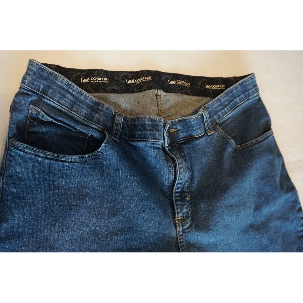 Lee Comfort Stretch Waistband Straight Leg Jeans Dark Wash Blue Denim 3076333